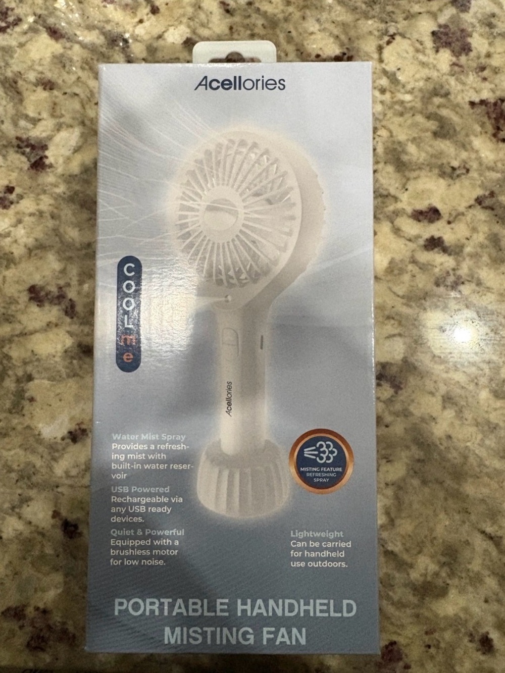 White Portable Handheld Misting Fan